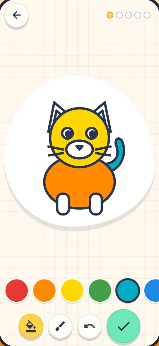 Colouring a cat by tapping big regions